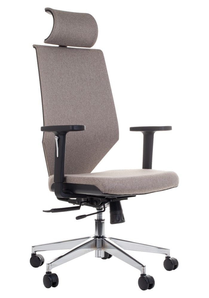 STEMA Otočná ergonomická kancelárska stolička ZN-805-C, hliníková základňa, synchrónny mechanizmus, nastaviteľné sedadlo a operadlo, béžová farba